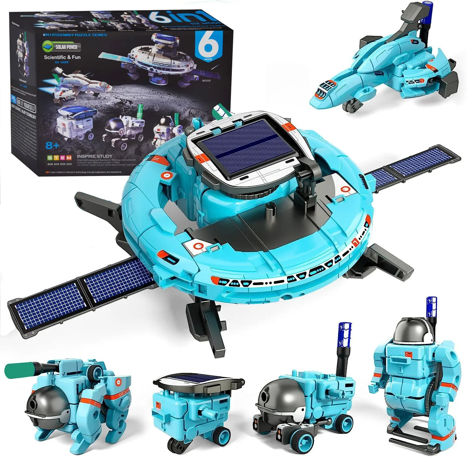 EcoBot™ 6-in-1 Solar Robot Kit - Renewable Energy STEM Toy | Dual Power (Solar &amp; Battery) | Ages 8+