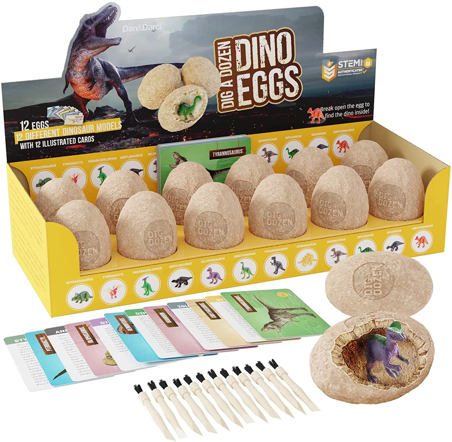 Dig a Dozen Dino Egg Dig Kit - Easter Egg Dinosaur Toys, 12 Pack