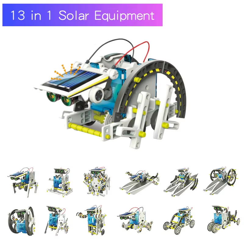 Solar Powered Robot DIY Assembled Kit Science Educational Toys for Children 13 Forms Transformation Robot Boy Gift School STEM