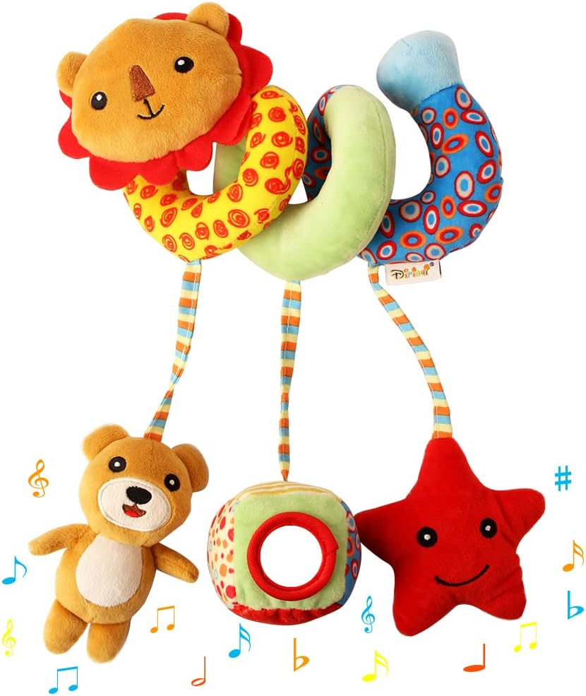 Safari Spiral™ Lion Stroller Toy - Hanging Activity Toy with Rattles &amp; Teether for Car Seat, Crib, Pram | Ages 0-12M