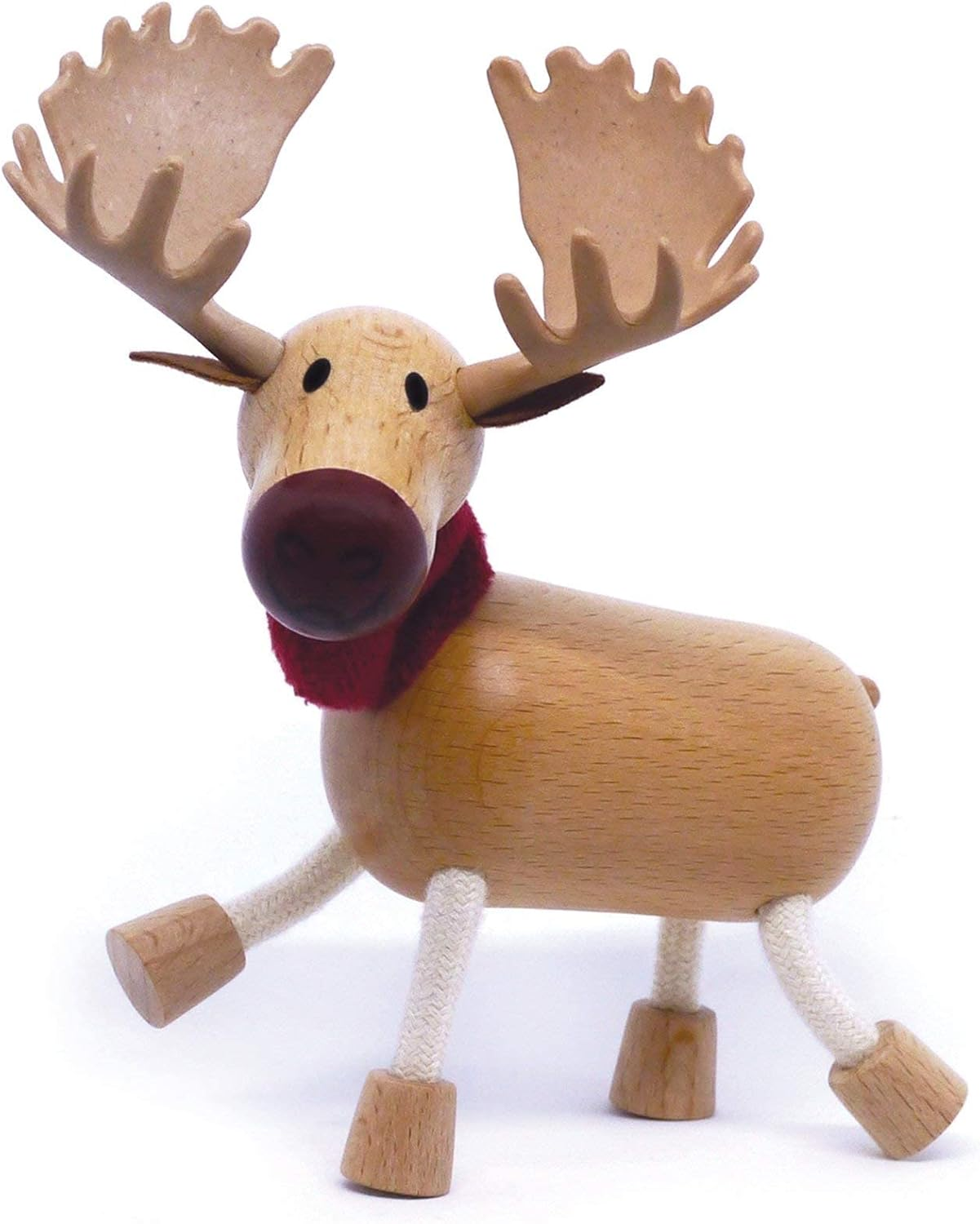 Moose Wooden Animal Toy for Toddlers, Fun and Posable Moose for Early Learning, Montessori, and STEM, Smooth Natural Wood, Boys and Girls