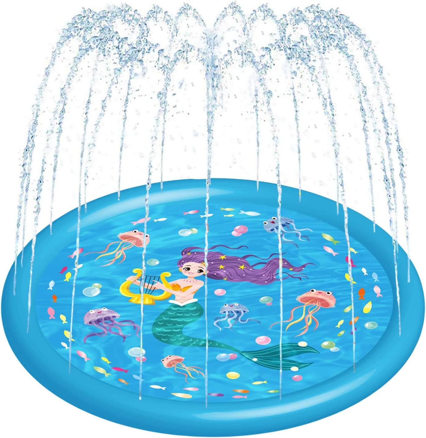 Kids Sprinklers for Outside, Splash Pad for Toddlers &amp; Baby Pool 3-In-1 60" Water Toys Gifts for 1 2 3 4 5 Year Old Boys Girls Splash Play Mat